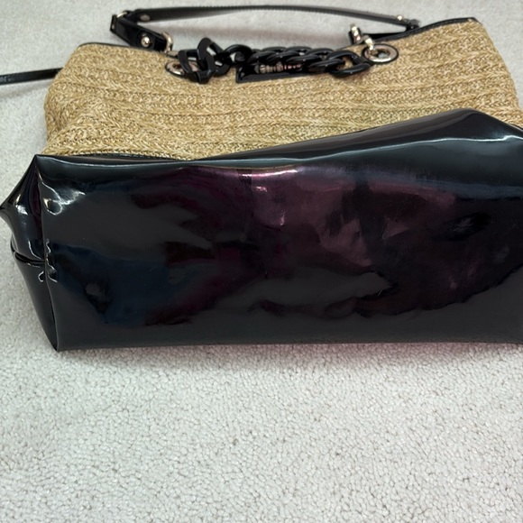 Calvin Klein Black and Tan Straw Tote Bag - Picture 6 of 6